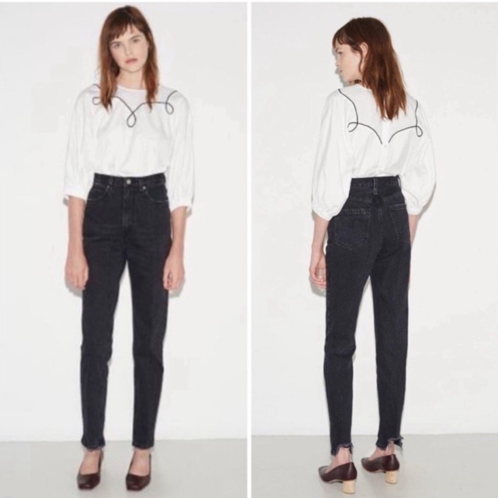 Rachel Comey Spur Pants Straight Jeans in Washed Black Frayed Chewed hem Size 4